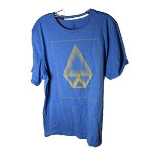 Volcom T-Shirt Men's Blue Large Short‎ Sleeve Crew Neck Graphic Tee Surf Skate